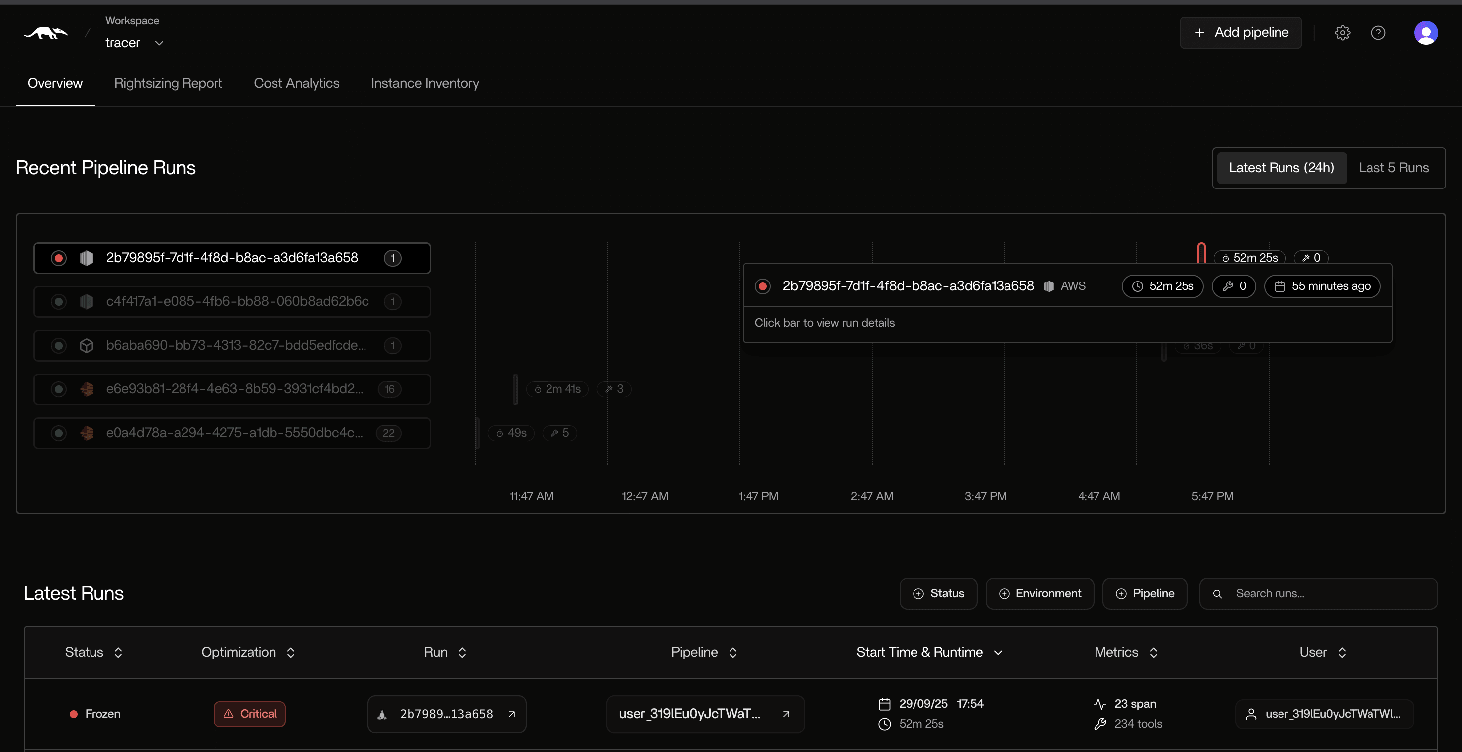 Frozen pipeline detection preventing wasted compute spend